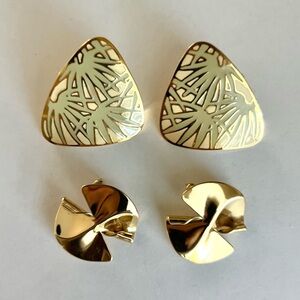 Two Pairs of Vintage Gold Tone Post Earrings